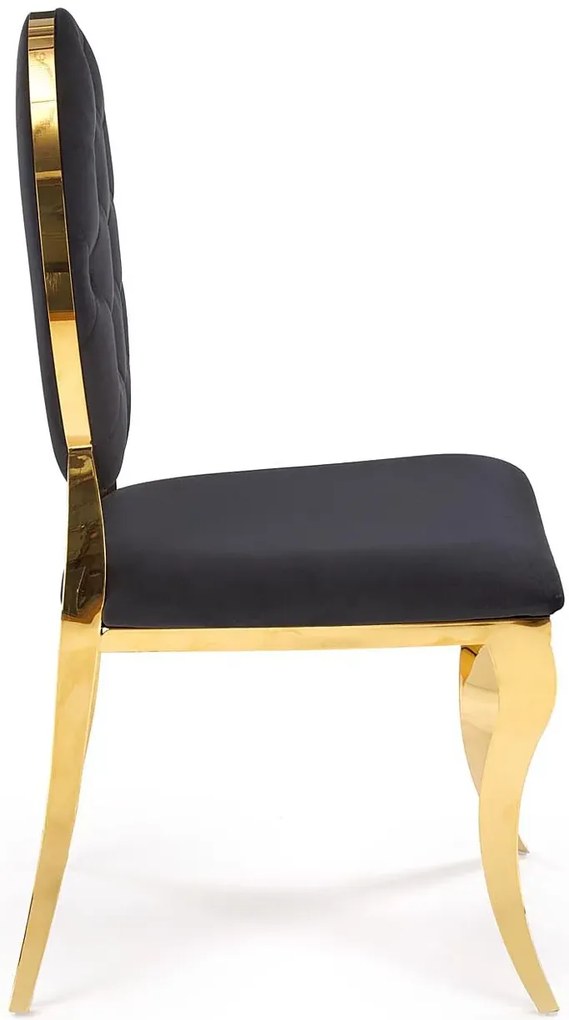 Pikowane krzesło ludwik w stylu glamour czarny + złoty N9-S46