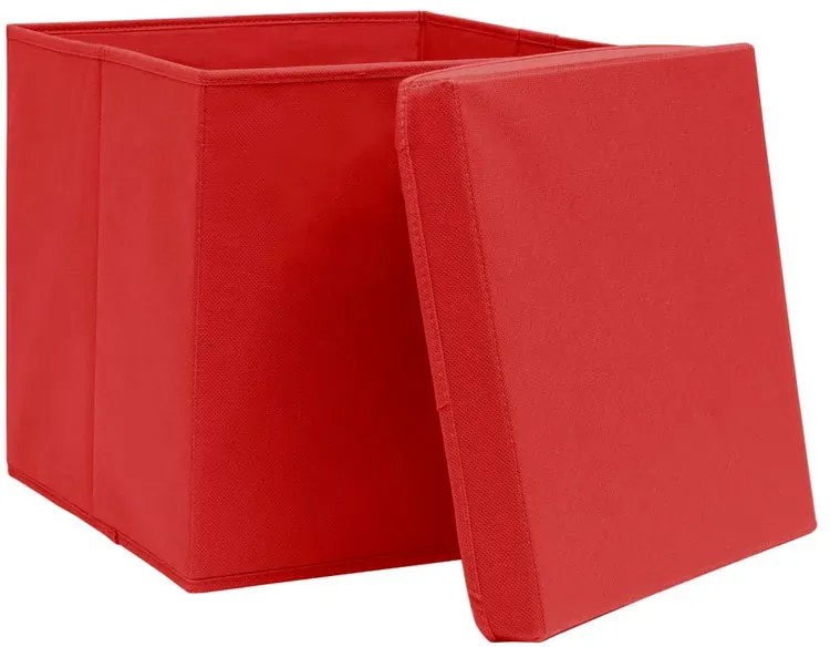 Zestaw 4 czerwonych pudełek z pokrywami A4-B14