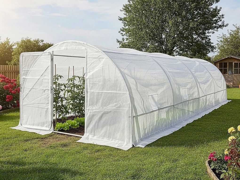 Tunel ogrodowy "Mimosa" z drzwiami, 6 x 3 m, 18 m², 180 g, biały