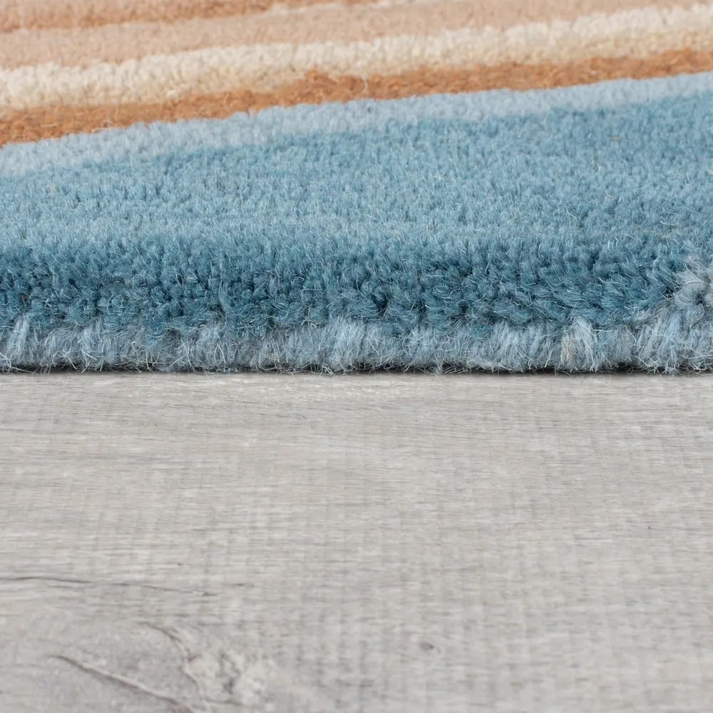 Niebieski wełniany dywan tkany ręcznie 160x230 cm Abstract Flow – Flair Rugs