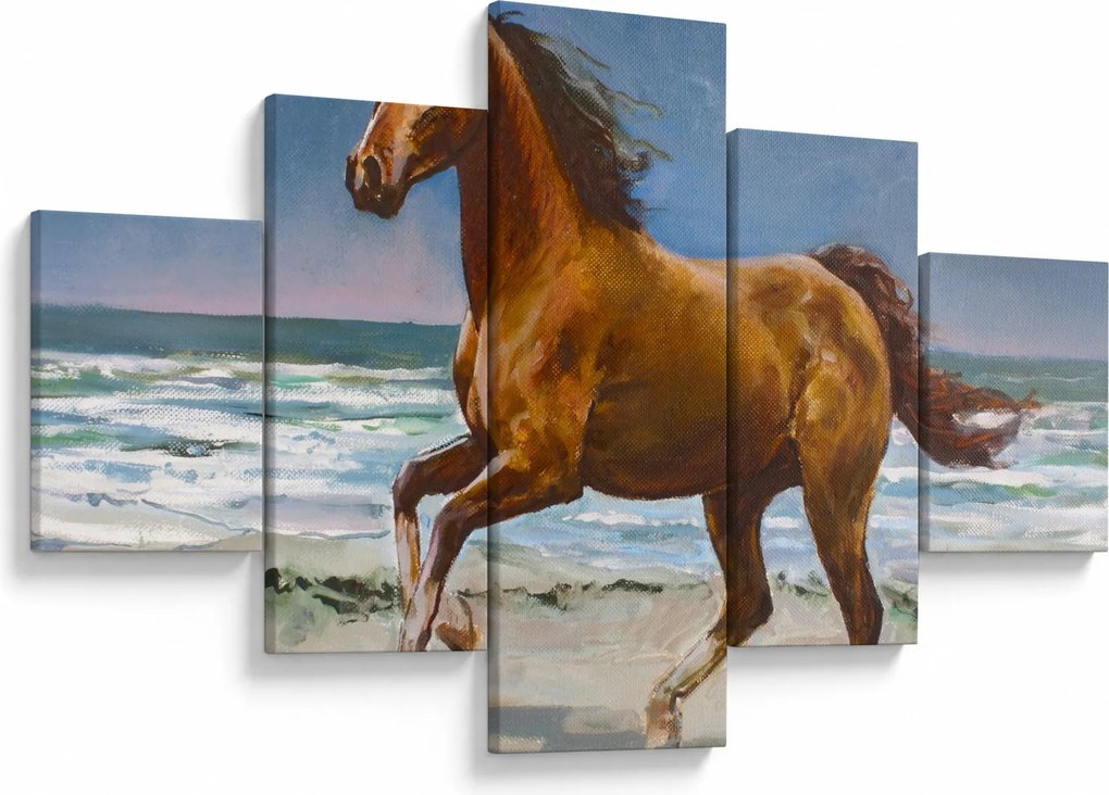 Obraz konia na plaży (125x70 cm)