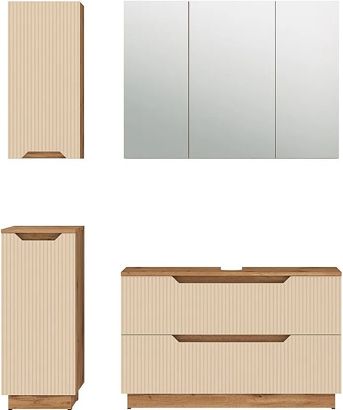 Zestaw mebli łazienkowych dąb/kaszmir w paski 99.4x32x62.5 lotta