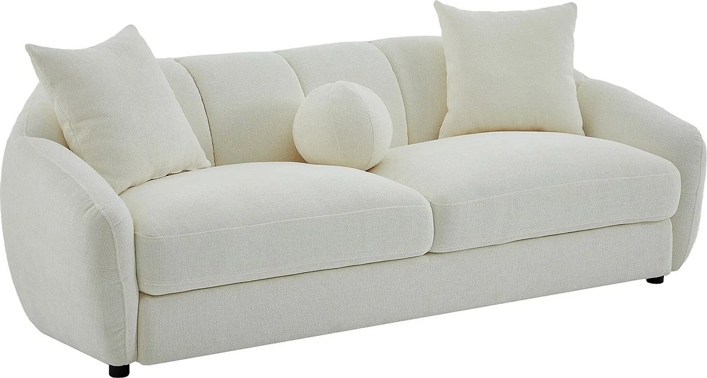 Kanapa 3-osobowa z tkaniny teksturowanej w kolorze kremowym NAFEKI