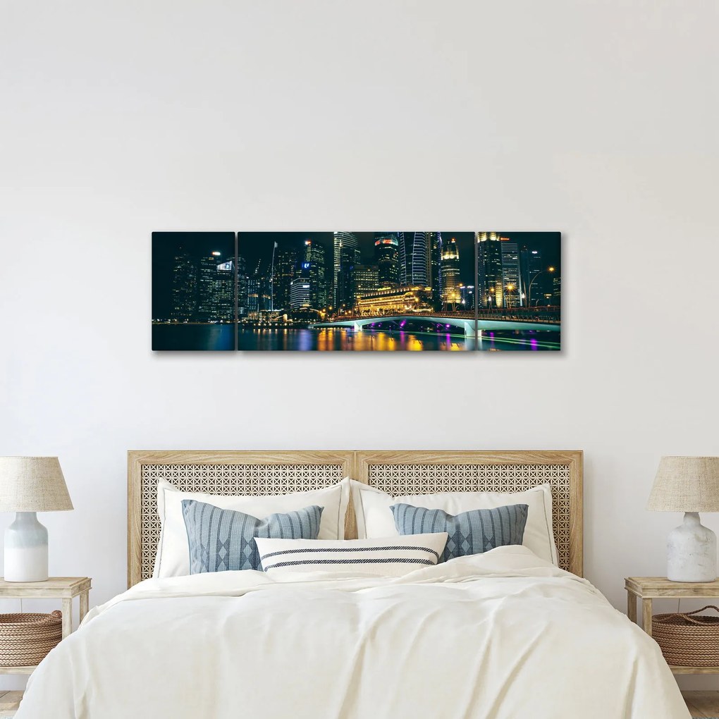 Obraz Singapuru nocą (170x50 cm)