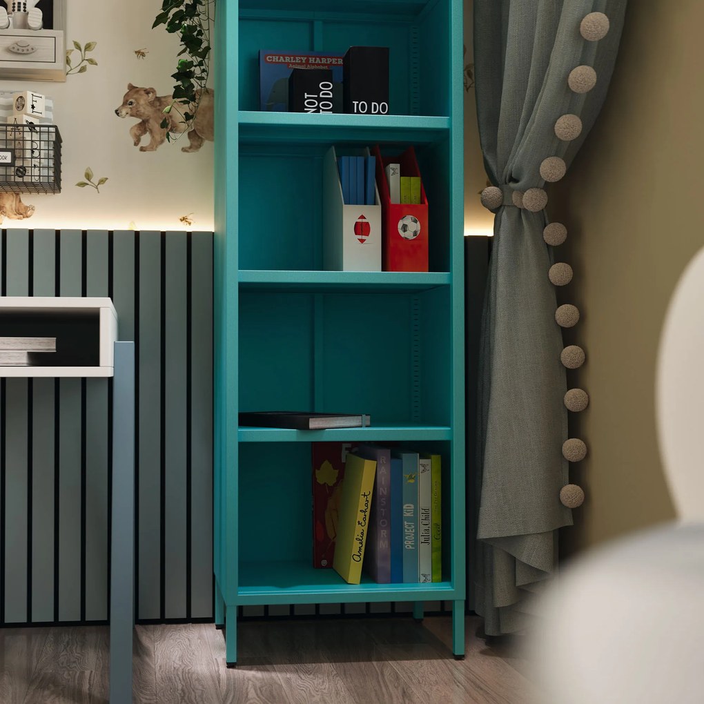 Regał na książki MARIO, 500 x 1800 x 350 mm, Modern: morski
