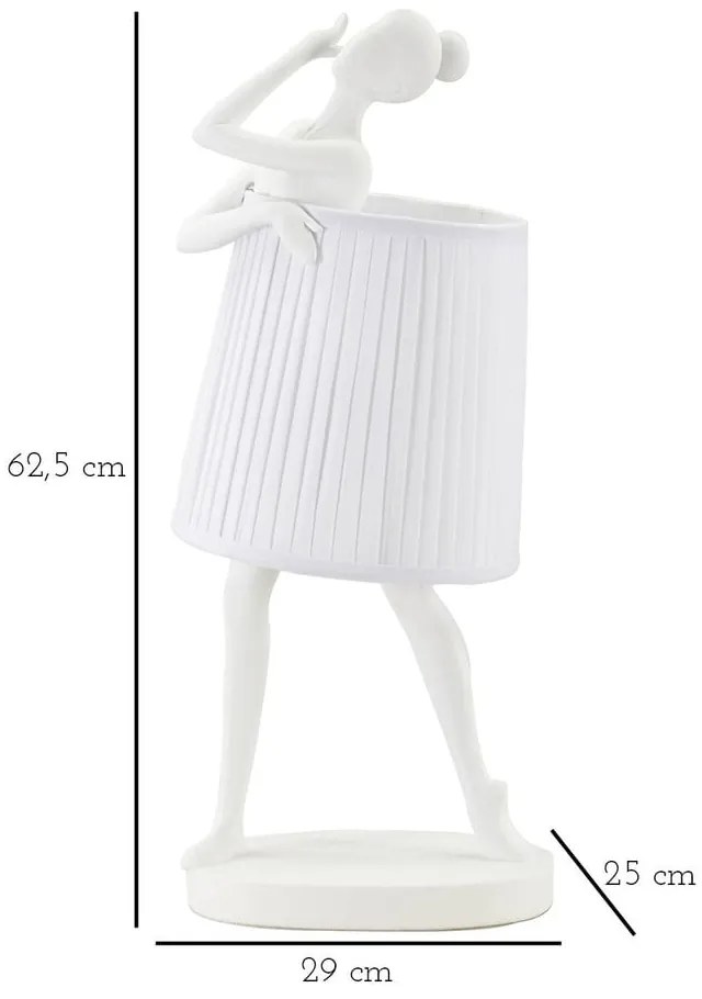 Biała lampa stołowa z tekstylnym kloszem (wysokość 62,5 cm) Ballet – Mauro Ferretti