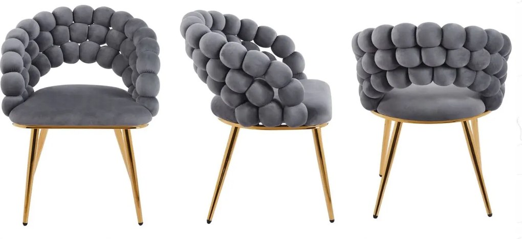Designerskie krzesło typu Bubble z oparciem z kulek K20-FX, nogi złote