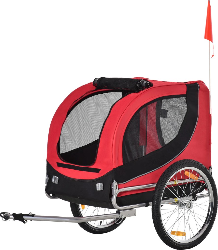 PawHut przyczepka rowerowa dla psa jazda rowerem z psem przyczepa kolor czerwony + czarny