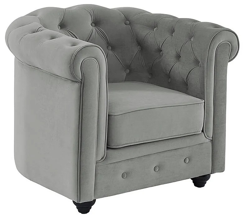 Fotel CHESTERFIELD - Jasnoszary welur