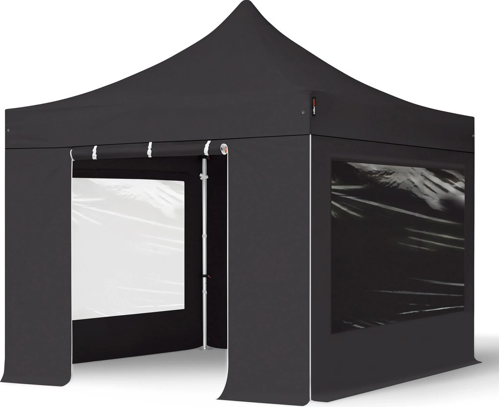 TOOLPORT 3x3 m Namiot Ekspresowy PROFESSIONAL Alu 40 mm, ze ścianami bocznymi, okna panoramiczne , czarny - (600146)