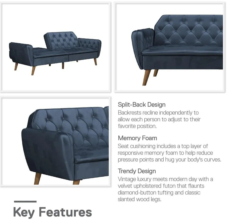 Niebieska rozkładana sofa 211 cm Tallulah – Novogratz