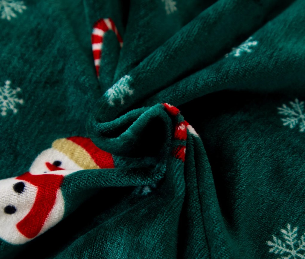 PrzytulneMieszkanie.pl PrzytulneMieszkanie.pl Pościel z mikropluszu SNOWMAN AND GINGERBREAD zielone Rozmiar pościeli: 70 x 90 cm | 140 x 220 cm