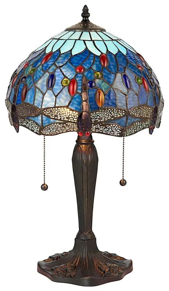 Endon 64090 - Lampa stołowa Tiffany DRAGONFLY 2xE27/60W/230V Ø 30 cm