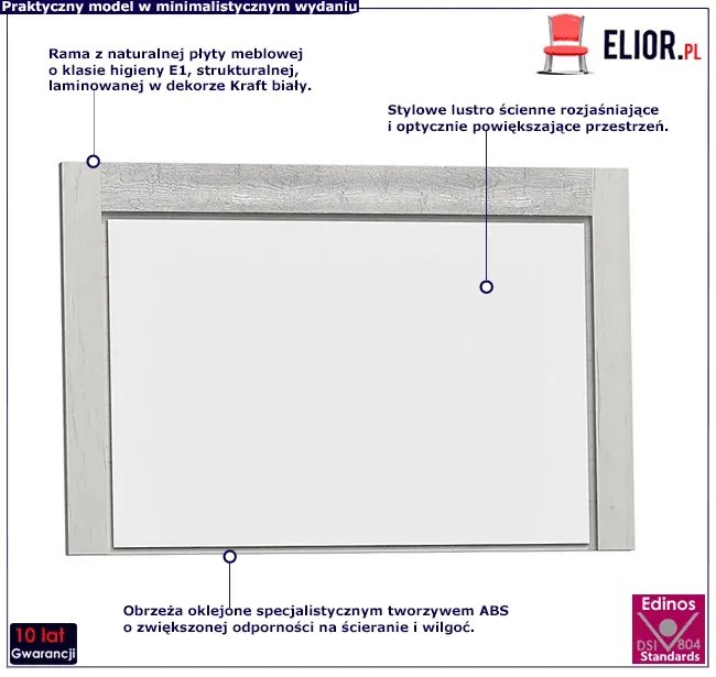 Lustro ścienne w ramie kraft biały Z9-G07