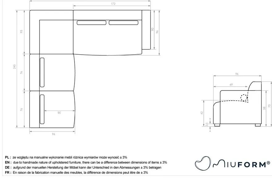 Jasnoszary narożnik (lewostronny) Flex Felix – Miuform