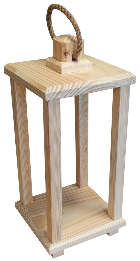 Lampion drewniany latarnia 40cm uchwyt baza pod stroik dekoracja + nóżki