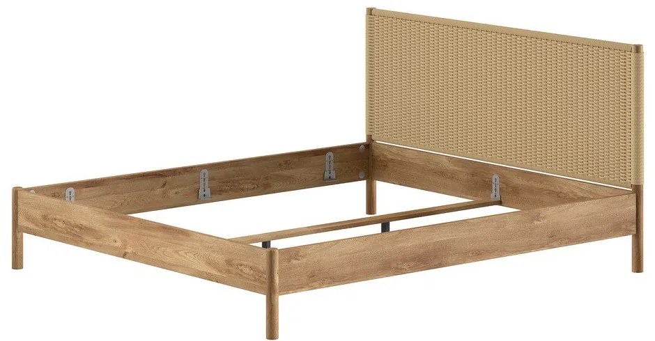 Łóżko dwuosobowe z litego drewna dębowego bez stelaża 180x200 cm w naturalnym kolorze Olive Rope – Vipack