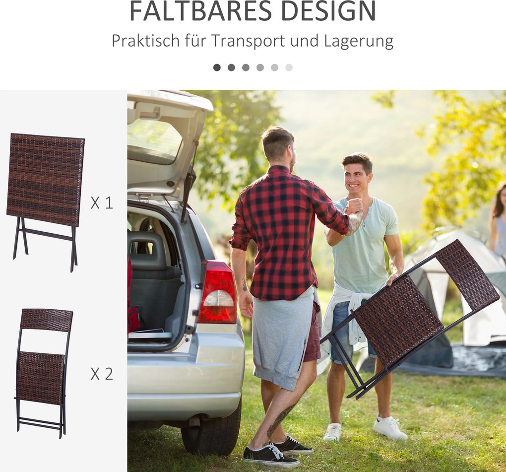 Outsunny technorattan 3-cz. zestaw bistro komplet stół z krzesłami komplet mebli ogrodowych z rattanu