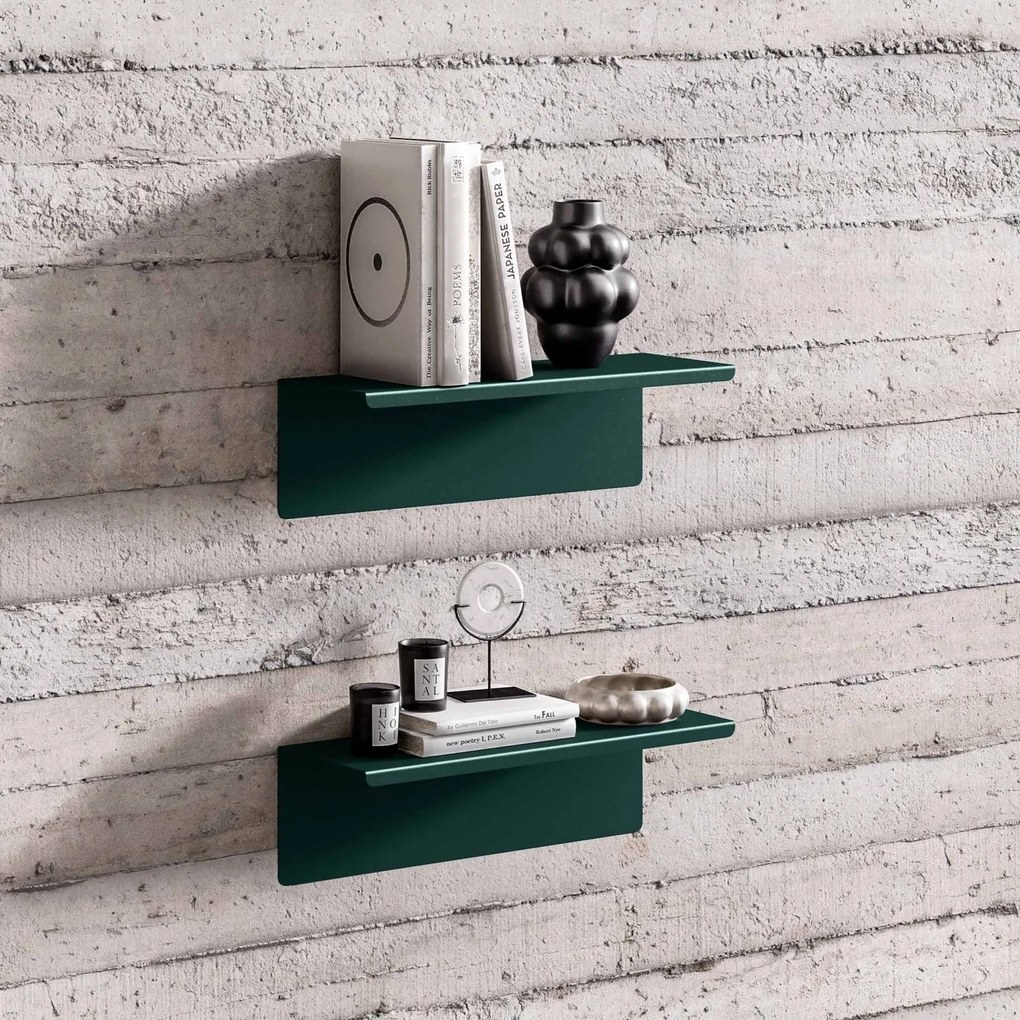 Metalowa półka ścienna Modern Joanne 40 cm, kolor butelkowa zieleń