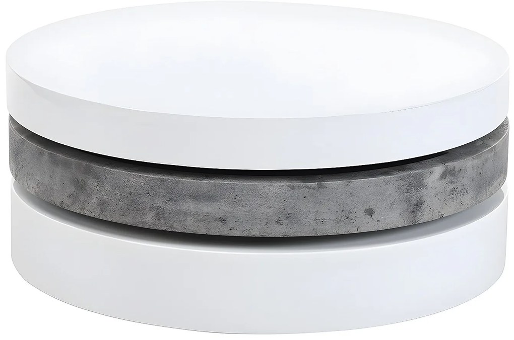 Okrągła ława obrotowa JANITA – MDF – kolor szary i biały