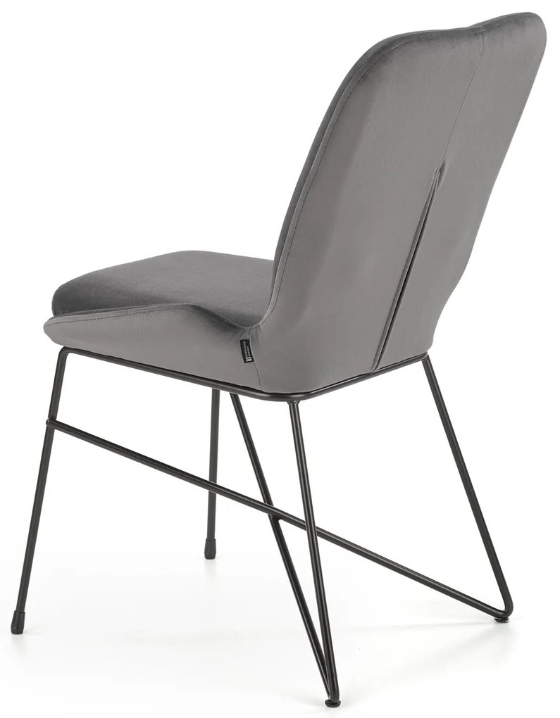 Krzesło popielaty nowoczesne metalowe tkanina velvet do jadalni szare K454