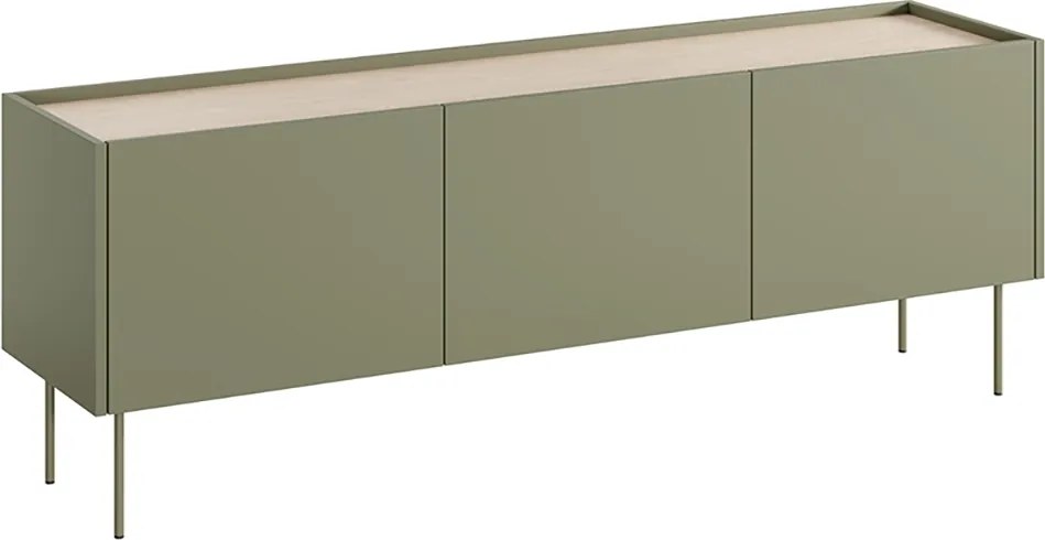 Szafka RTV Desin 170 cm z metalowymi nogami - oliwka / dąb nagano