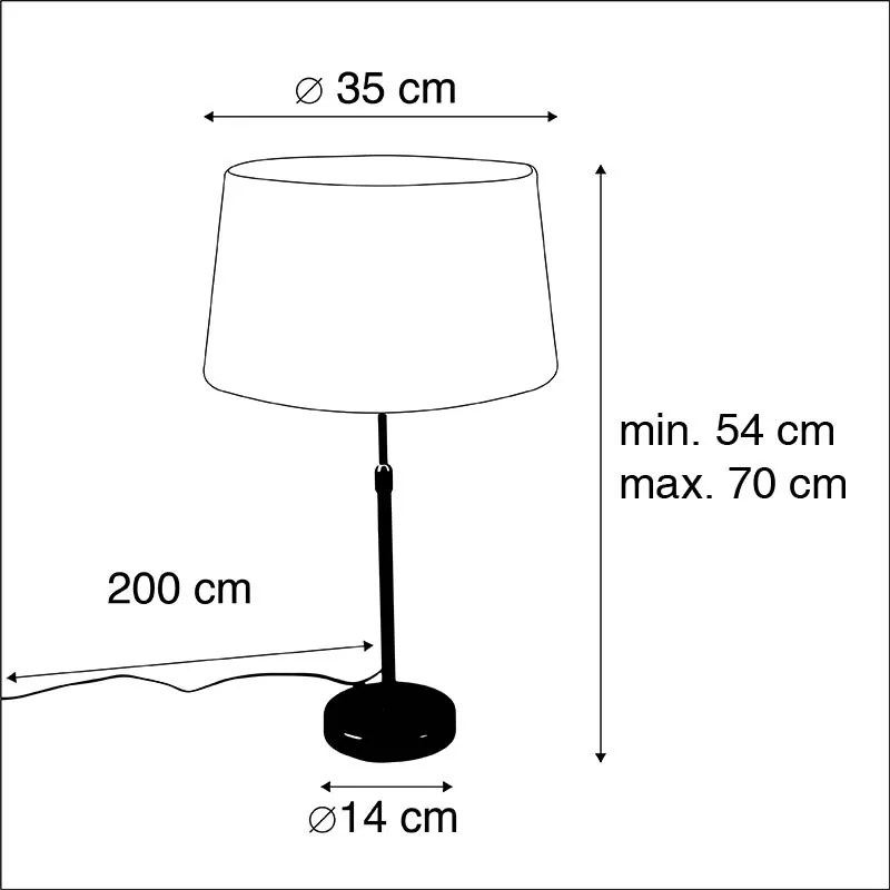 Lampa stołowa brązowa z abażurem lnianym białym 35cm - Parte