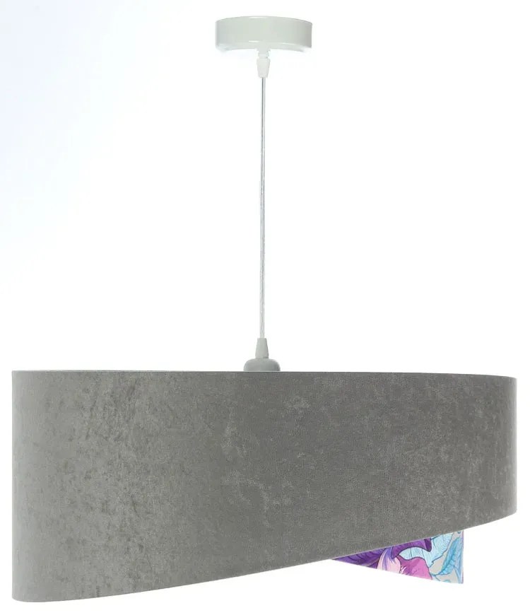 Szaro fioletowa lampa wisząca z weluru L7-S12