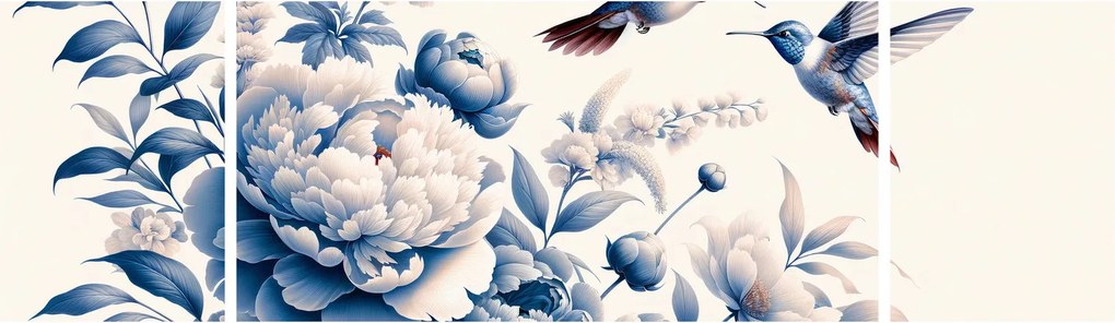 Obraz - Kolibry nad kwiatem (170x50 cm)