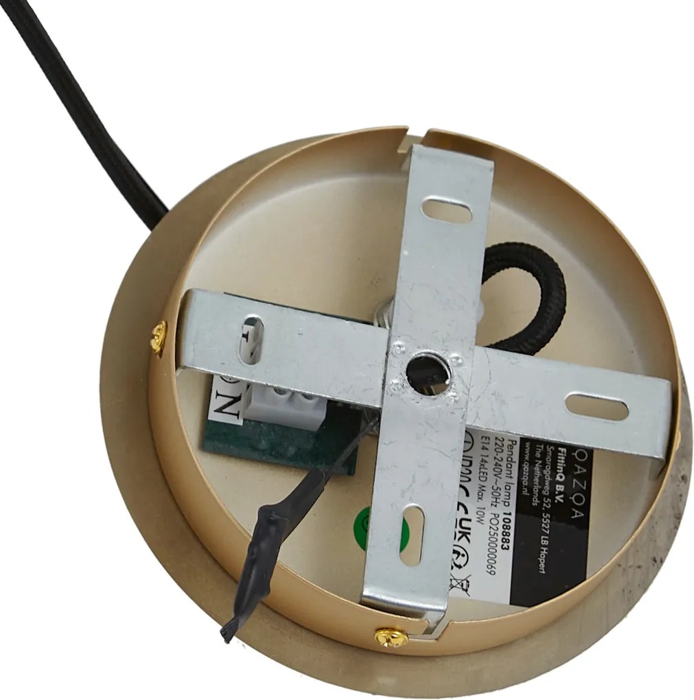 Lampa wisząca Art Deco złota z bursztynowym szkłem owalna 14-punktowa - Mochan