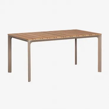 Prostokątny Stół Ogrodowy 160x90 Cm Z Aluminium I Drewna Tekowego Katiana Moka Brown - Sklum