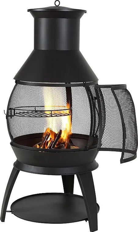 Kominek Zewnętrzny SucceBuy, Z Żelaza o Wysokości 56 cm, z Siecią i Pokrywą Kominka, do Spotkań w Ogrodzie, Biwakowania i Imprez Plenerowych
