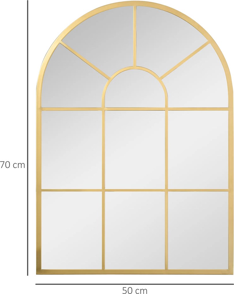 HOMCOM Lustro Okienne z Metalową Ramą, 70 x 50 cm, Złoty