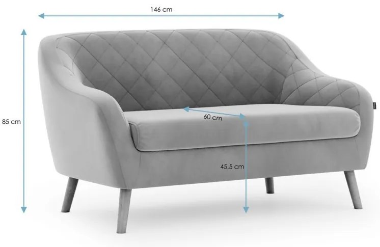 Szara 2-osobowa sofa CORANTI VELVET