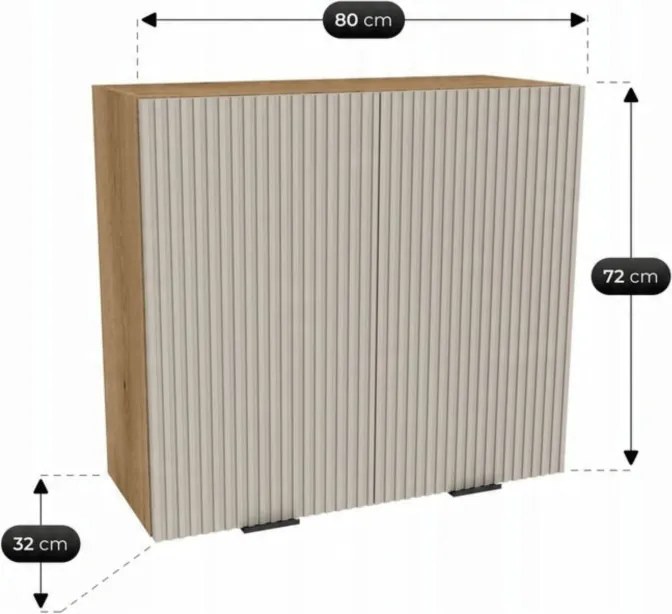 Zestaw Mebli Kuchennych MODERN 170 cm Kaszmir/Dąb Ryflowany Nowoczesny