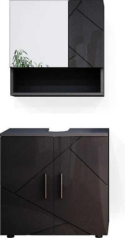 Zestaw mebli łazienkowych antracyt wysoki połysk 80x41x58.6 irma