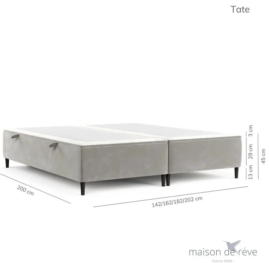 Kremowe tapicerowane łóżko dwuosobowe ze schowkiem 160x200 cm Tate – Maison de Rêve