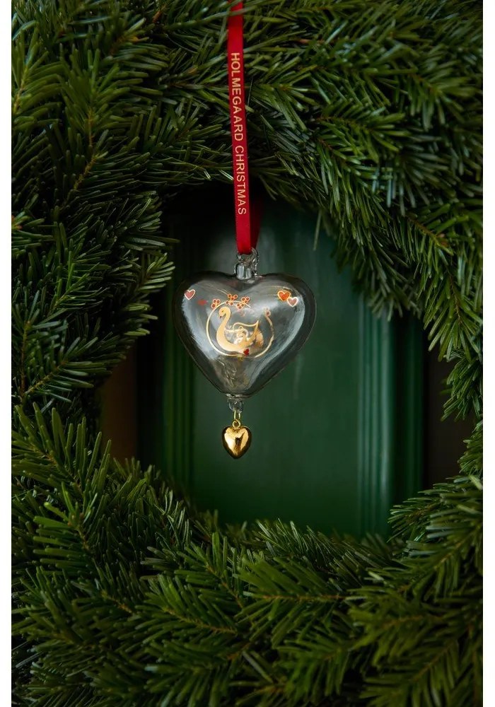 Szklana ręcznie dmuchana ozdoba świąteczna 8 cm Ann-Sofi Romme Annual Christmas Heart 2025 – Holmegaard