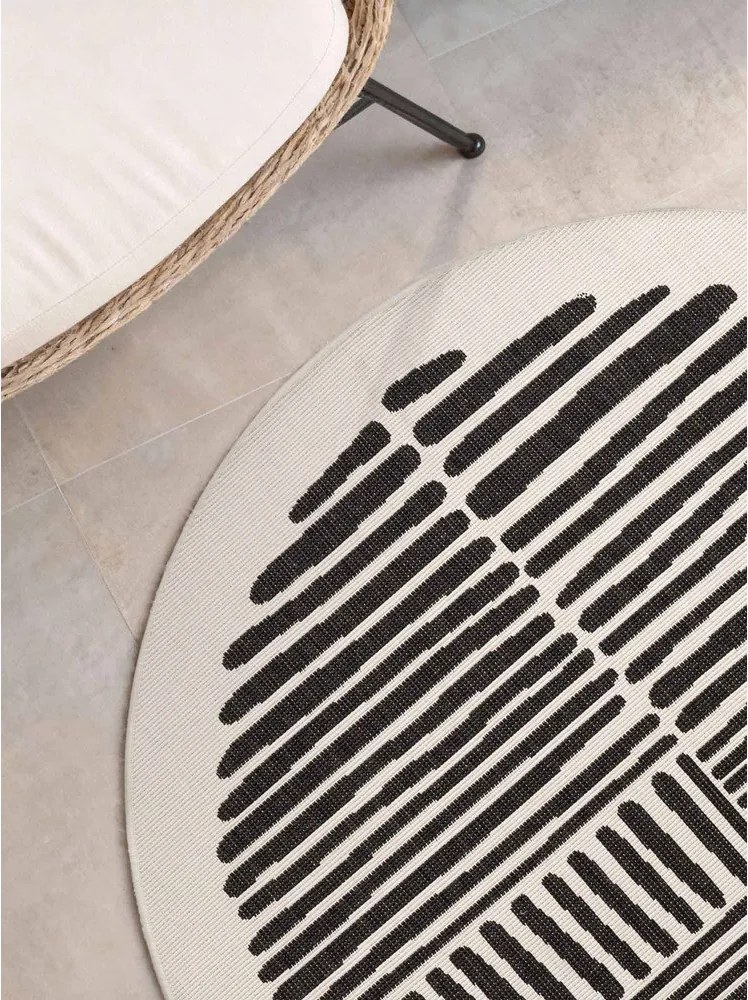 Czarny/kremowy okrągły dywan odpowiedni na zewnątrz ø 200 cm Haringey Bounds – Ted Baker