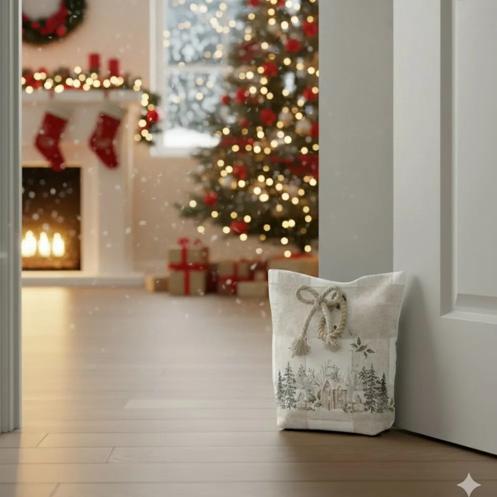 Świąteczny ogranicznik drzwiowy „Zimowanostalgia”, 22 x 23 cm