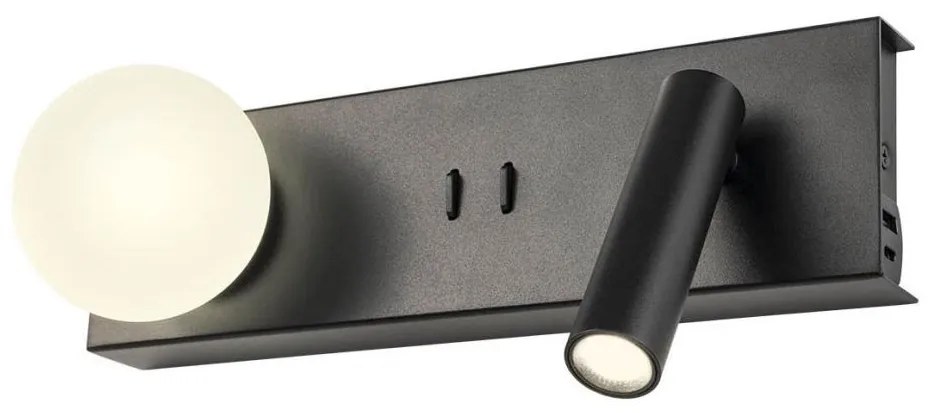 Redo 01-4663 - Oprawa ścienna LED NORMA LED/5W/230V + LED/3W CRI 90 USB czarna