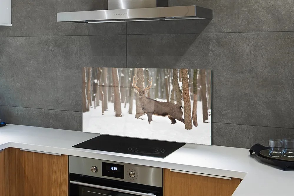 Panel nad Blat Kuchenny Zimowy Trop Jelenia w Lesie