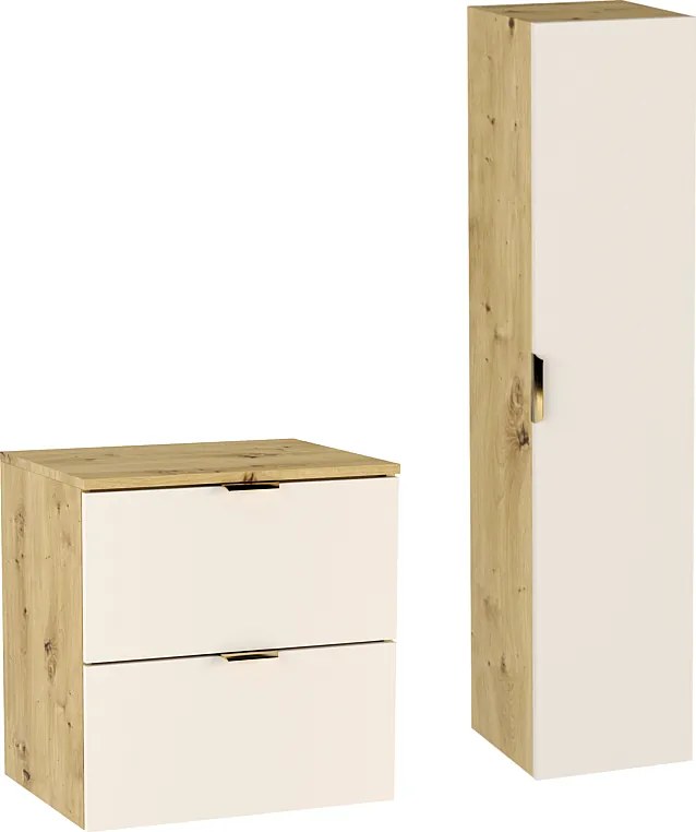 Zestaw Łazienkowy 60cm Szafka z Blatem Słupek Kaszmir  / Dąb Orzech Orio