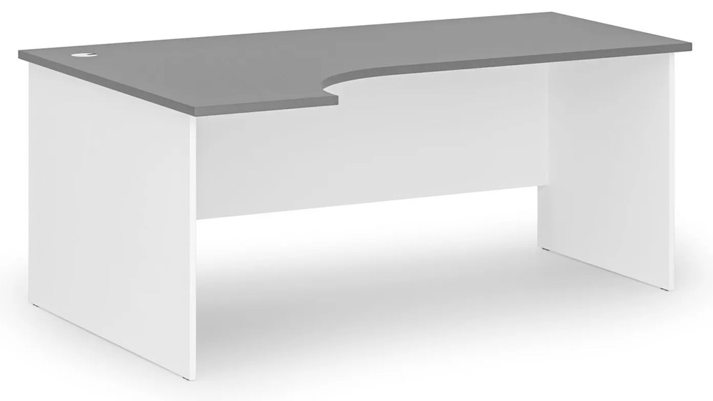 Narożne biurko PRIMO WHITE, 180x120 cm, lewe, biały/grafit
