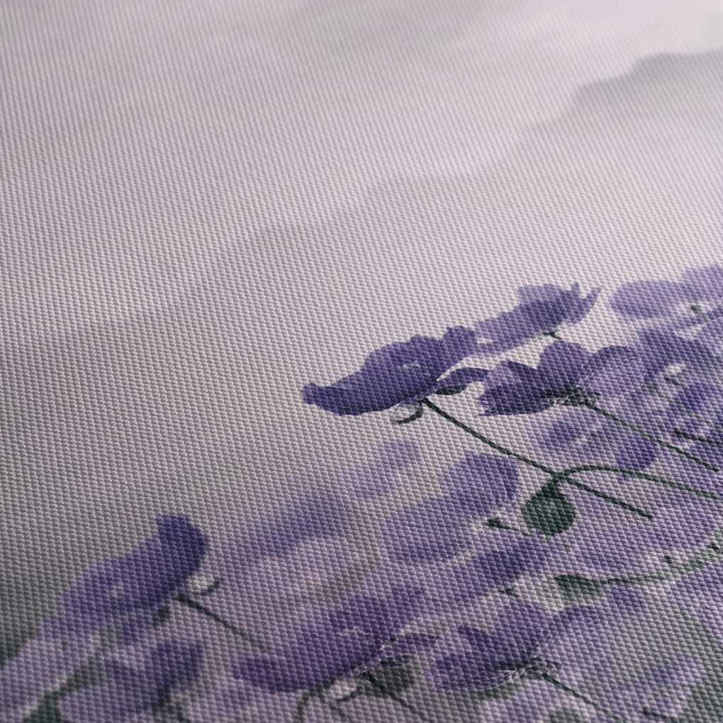 Obraz - Fioletowe kwiaty w górach (z zegarem) (90x30 cm)