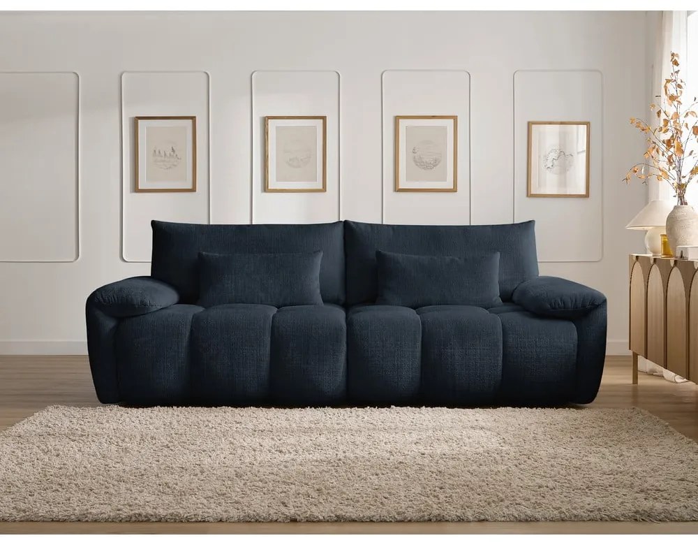Ciemnoniebieska sofa z tkaniny szenilowej 264 cm Ivane – Bobochic Paris