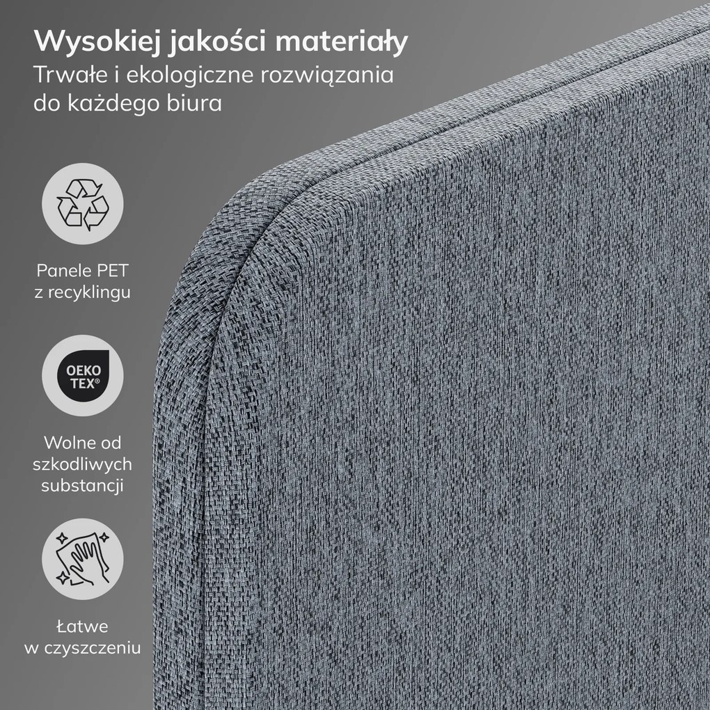 Ścianka działowa akustyczna Sadie, kolor Carbon Fog, rozmiar 280/145 cm