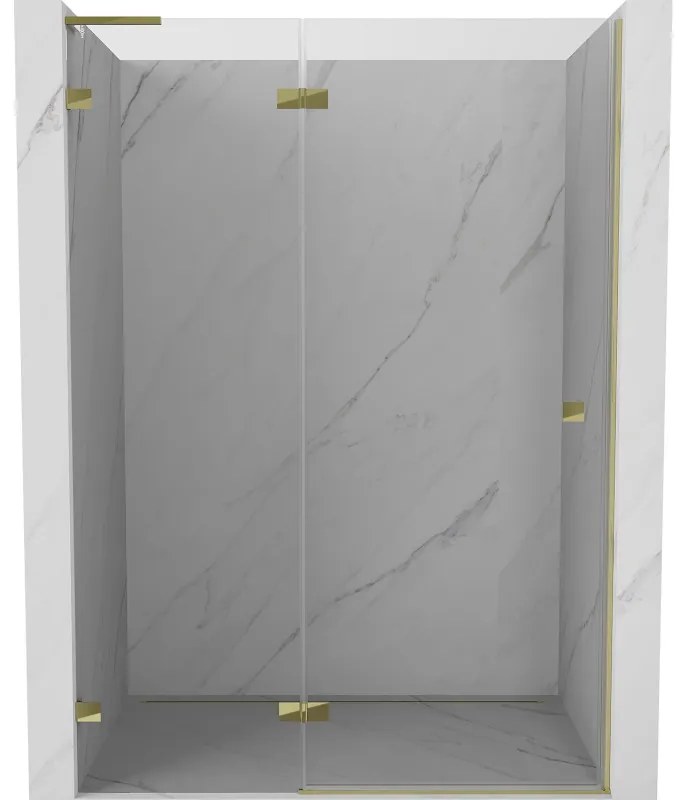 Mexen Lunar L drzwi prysznicowe uchylne lewe 135 cm, transparent, złote - 834L-135-000-50-00-L