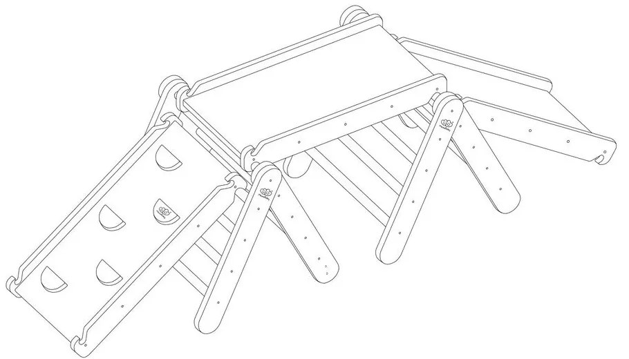 Szaro-naturalna drabinka pikler z litego drewna sosnowego 265x61x60 cm Montessori – Meowbaby