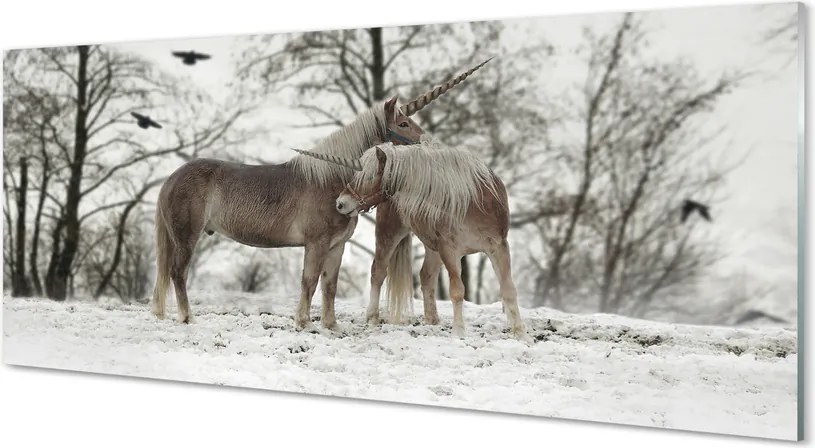 Szkło do Kuchni na Ścianę Zimowa Kraina Jednorożców